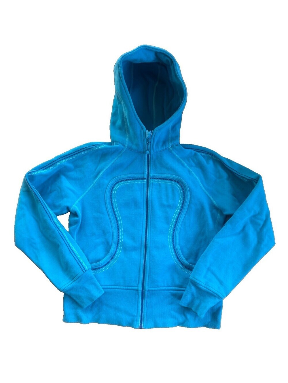 Lululemon Scuba Hoodie Womens 10 Blue Full Zip Vintage Rare Fleece Jacket